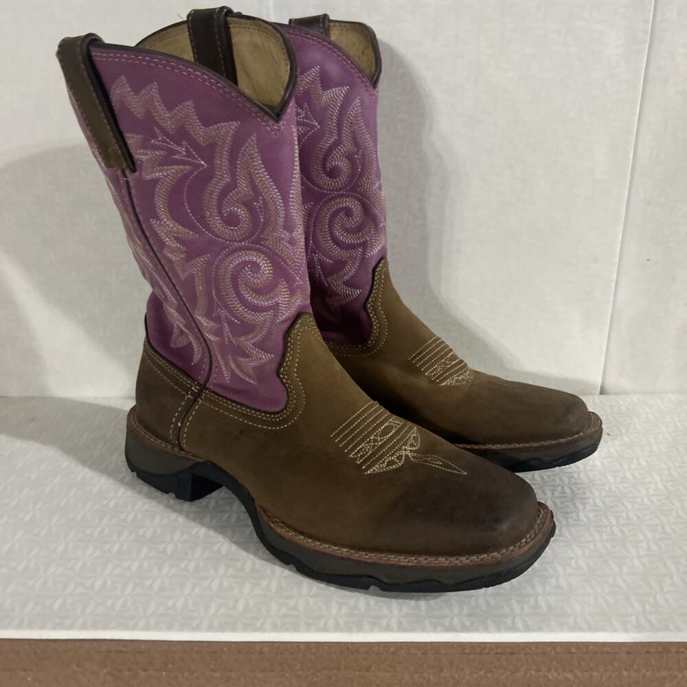 Durango Lady Rebel Women’s Square Toe Boot Pink/Brown Size 7.5M
